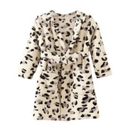 BJUTIR Toddler Kids Pajamas Baby Boys Girls Hooded Thick Warm Flannel Bathrobe Night-Robe Pajamas